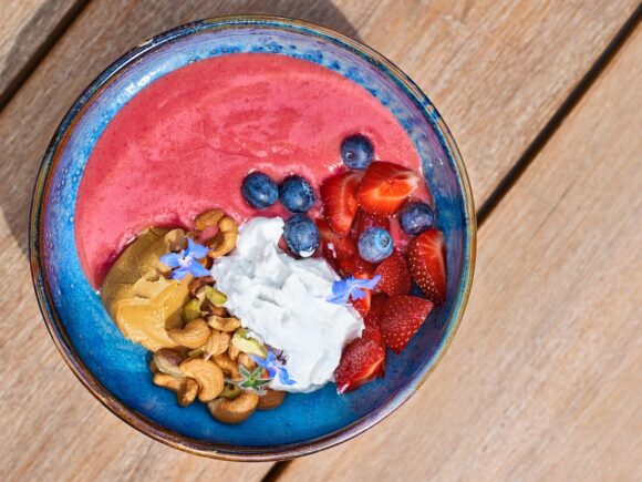 Avocado and Berries Smoothie Bowl.