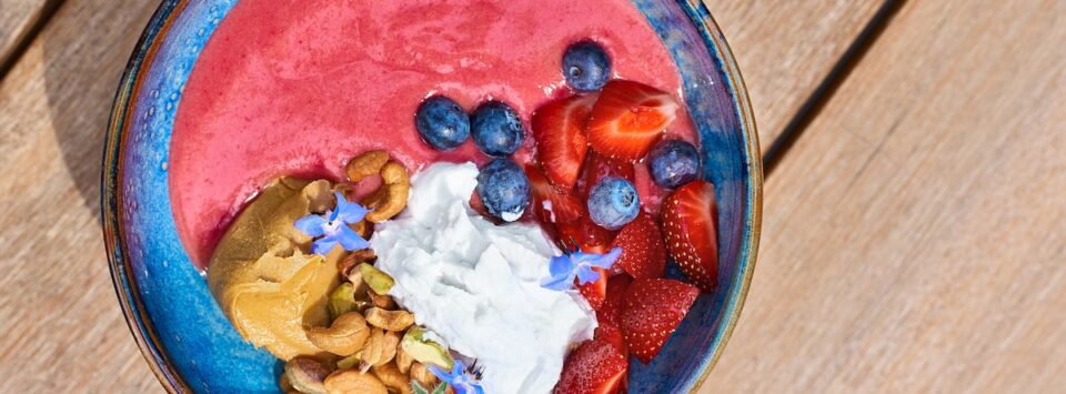 Avocado and Berries Smoothie Bowl.
