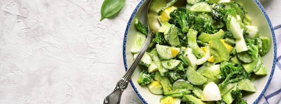 Avocado, egg, and broccoli salad.