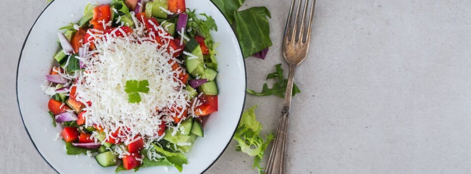 Cucumber, Bell Pepper, and Parmesan Salad.