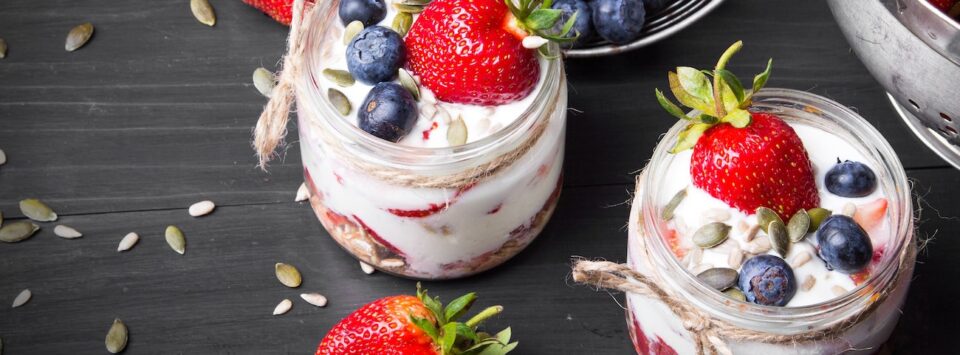 Greek Yogurt with Seeds and Berries.