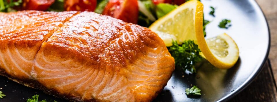 Grilled Salmon With Fresh Vegetables.