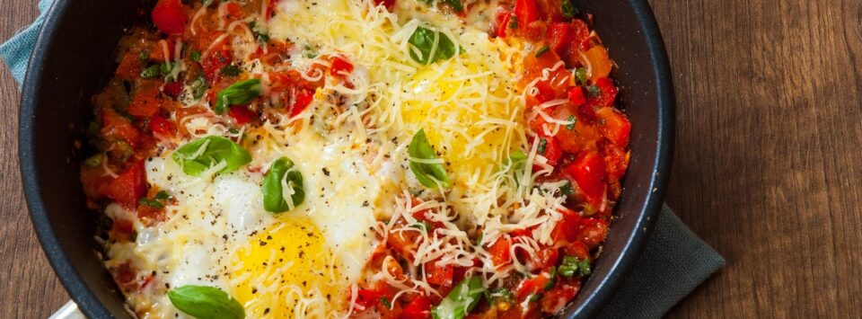 Shakshuka With Cheddar Cheese Recipe.