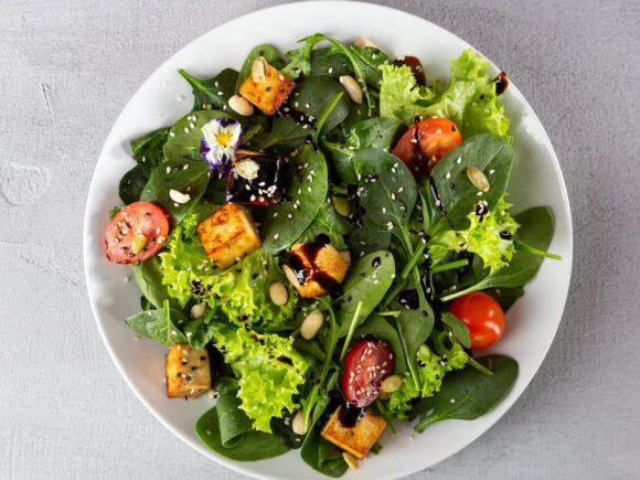 Tofu salad with sesame dressing.