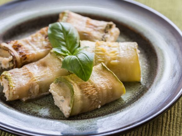 Zucchini, Mozzarella, and Feta Rolls.