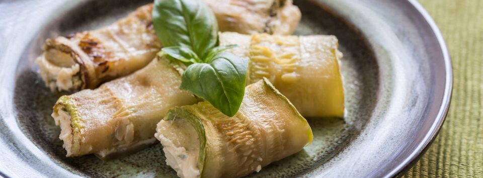 Zucchini, Mozzarella, and Feta Rolls.