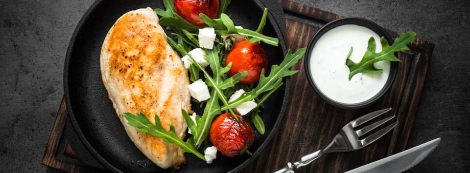 Chicken breast with cream cheese dip.