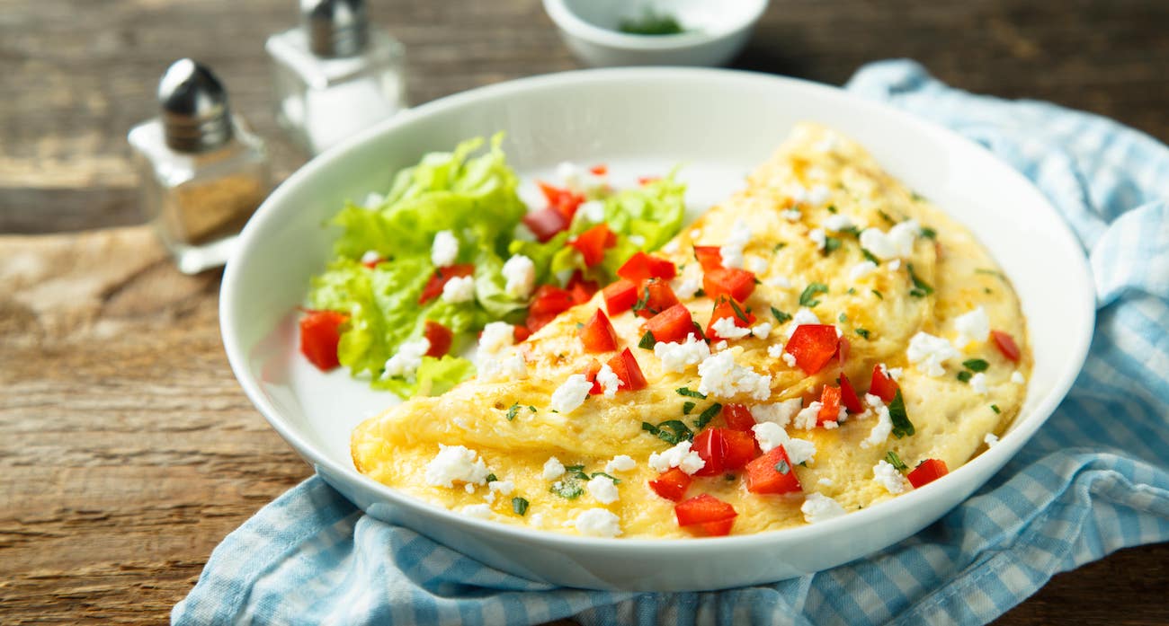 Omelet With Bell Pepper and Feta Recipe