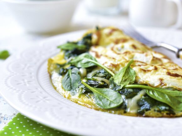 Spinach and cheese omelet.