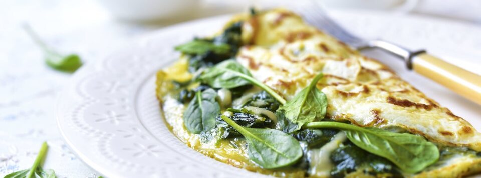 Spinach and cheese omelet.